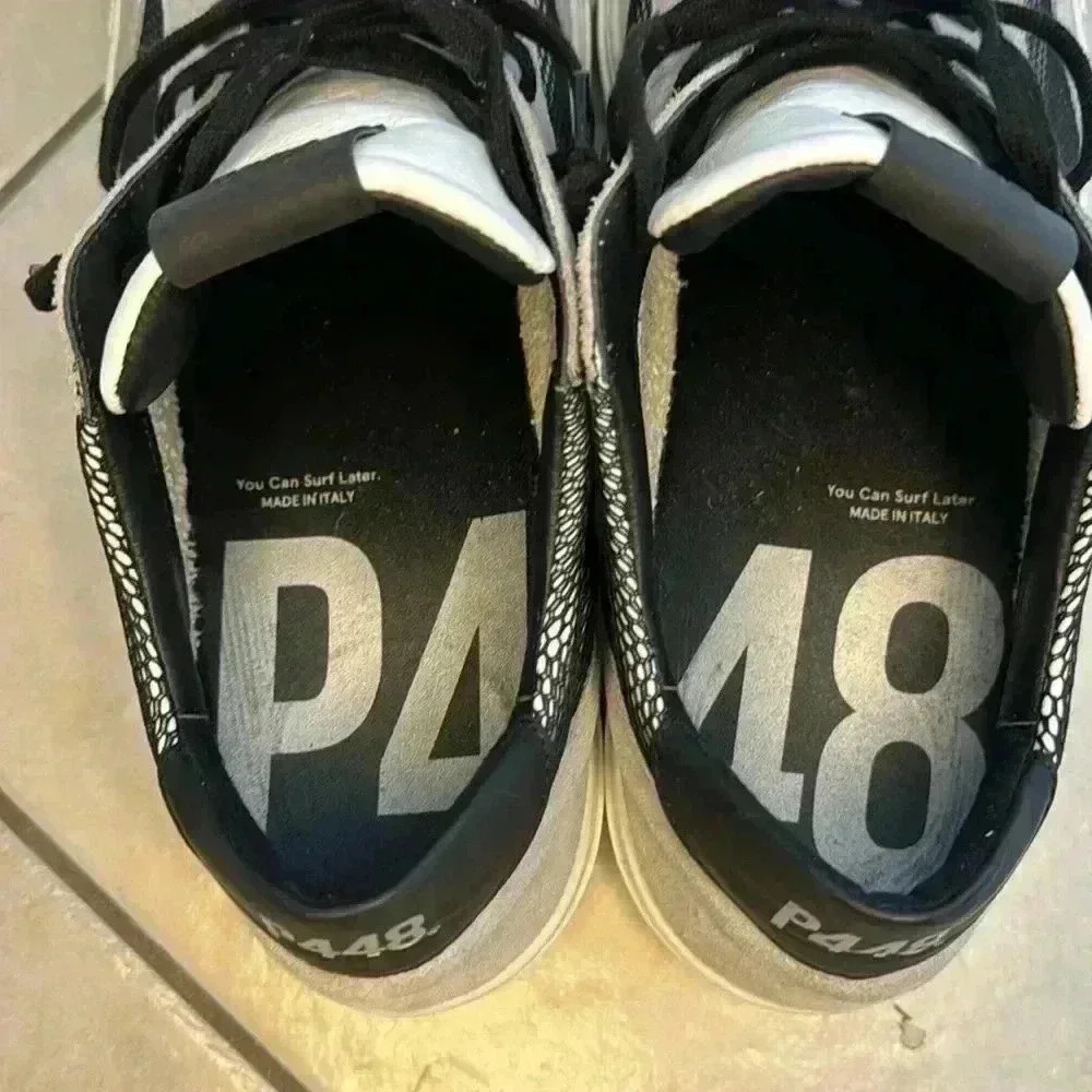 P448 Men’s Soho sneaker EU size 47 white gray black leather